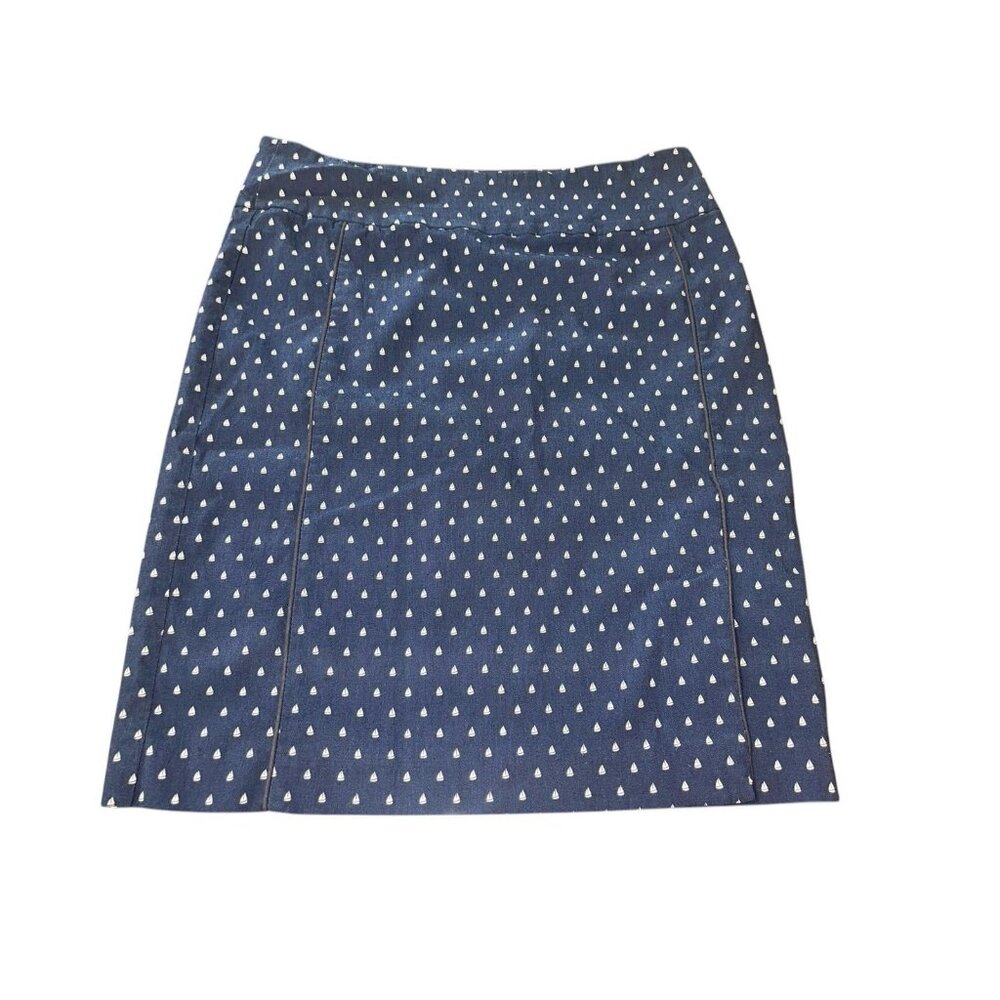 MARGARET M FAIT AU Women's Size Large Sailboat Print Pull On Skirt Navy Blue
